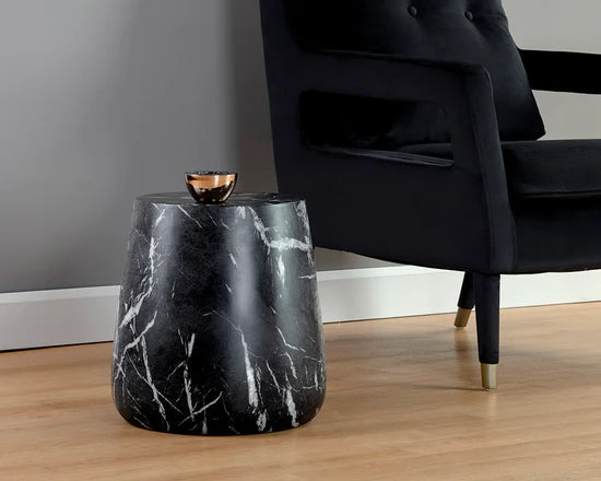 Aries Side Table - Black Marble Look