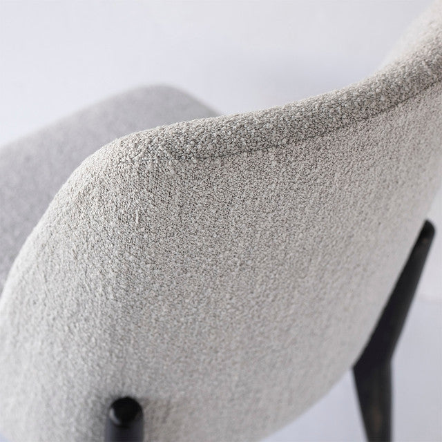 Fawcett Dining Chair – Taupe Boucle – Dark Base