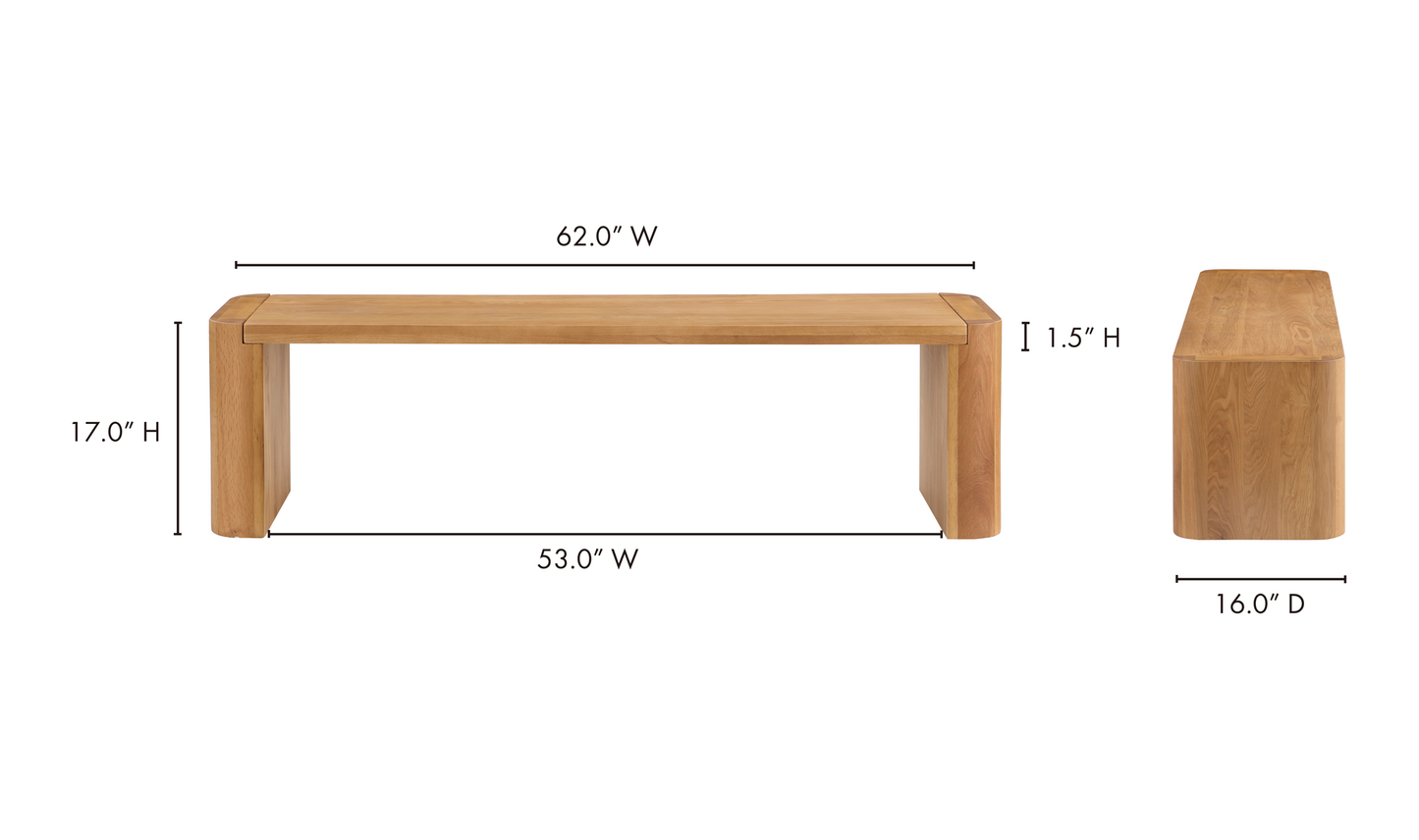 Post Dining Bench Small Natural