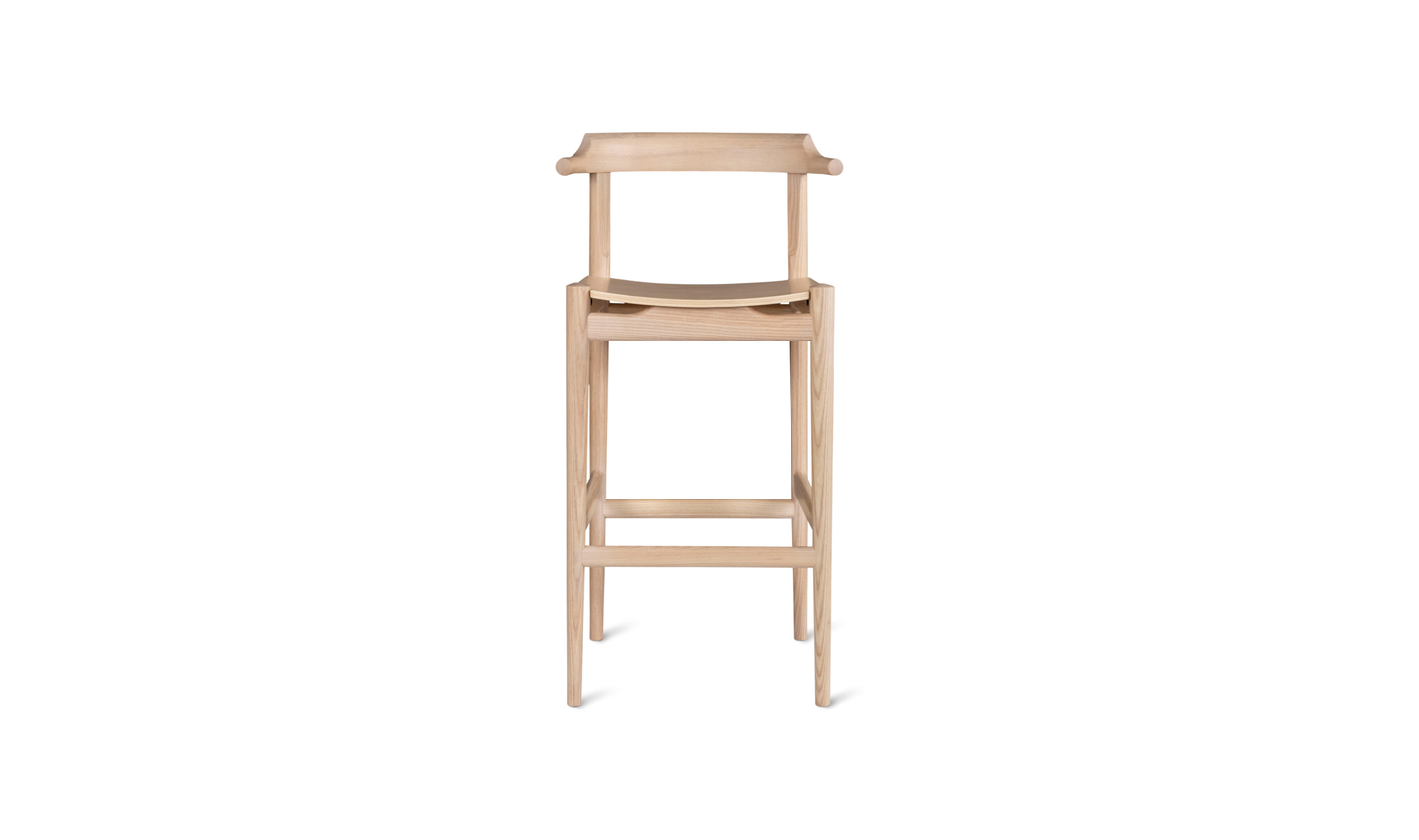 Clayton Barstool Wood Seat Washed White Ash