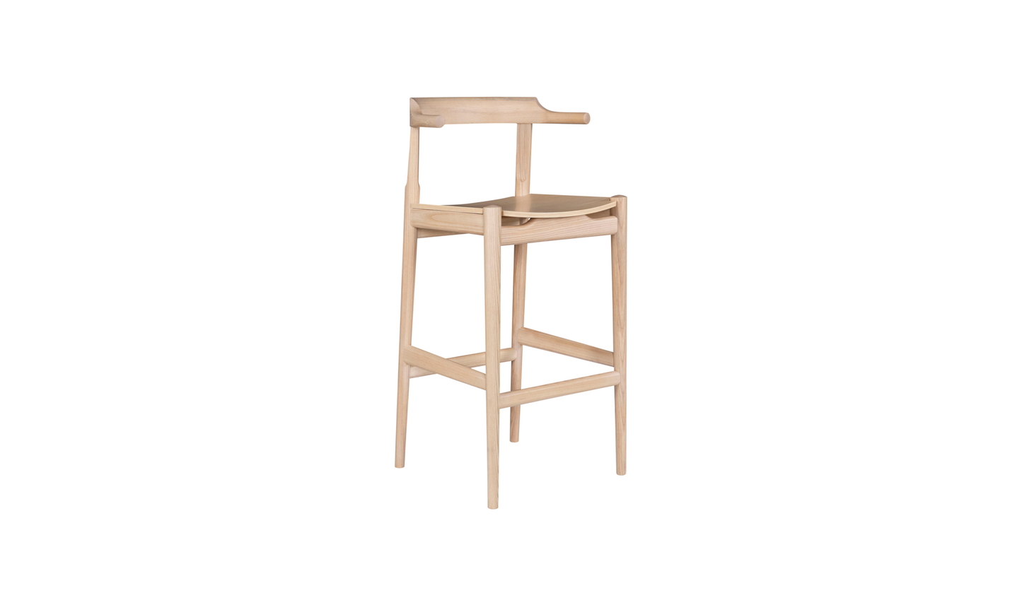 Clayton Barstool Wood Seat Washed White Ash
