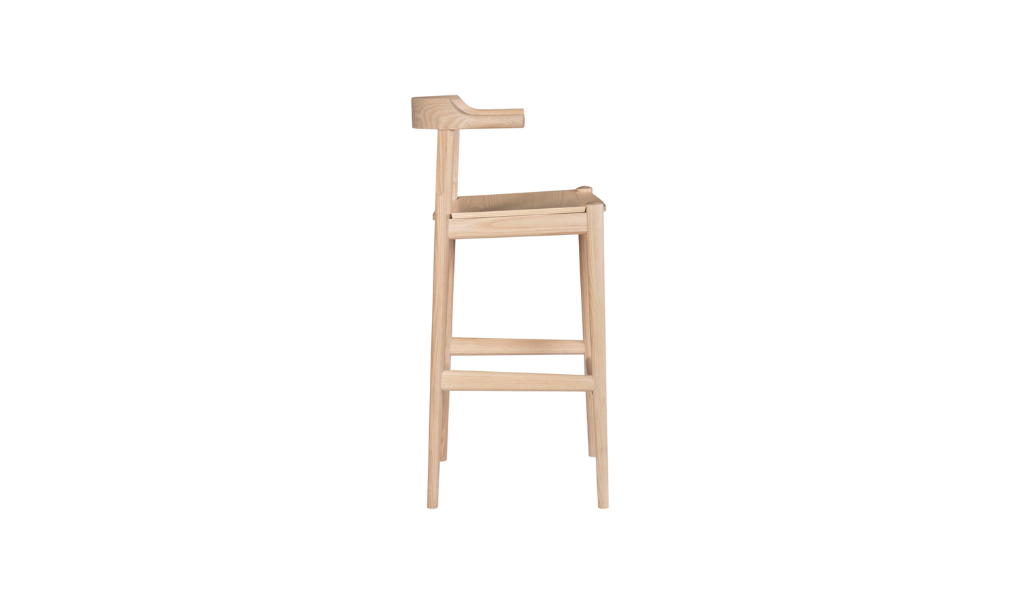 Clayton Barstool Wood Seat Washed White Ash