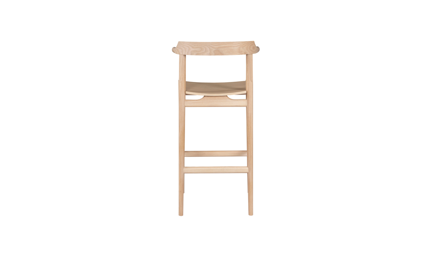 Clayton Barstool Wood Seat Washed White Ash