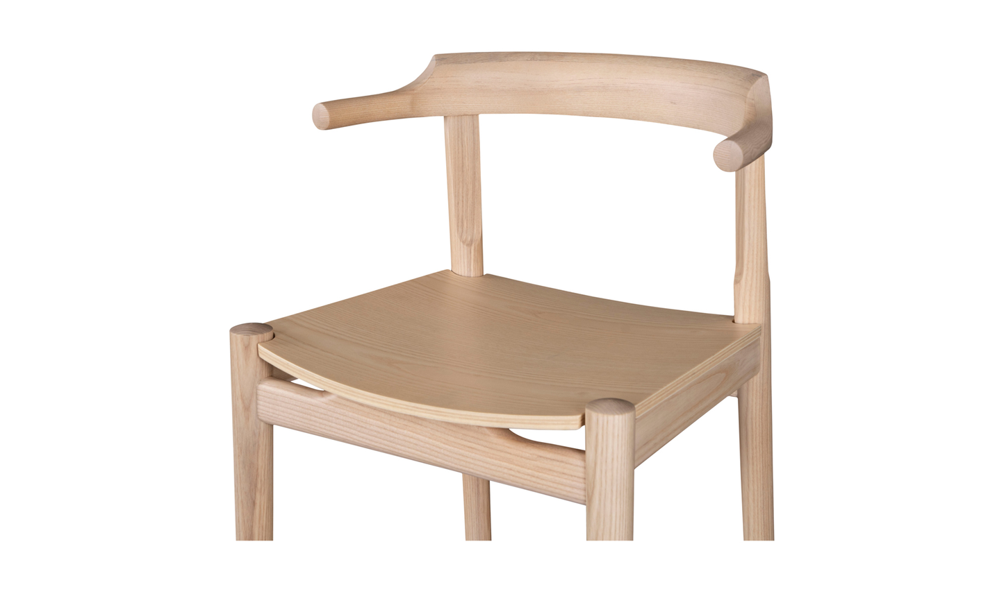 Clayton Barstool Wood Seat Washed White Ash