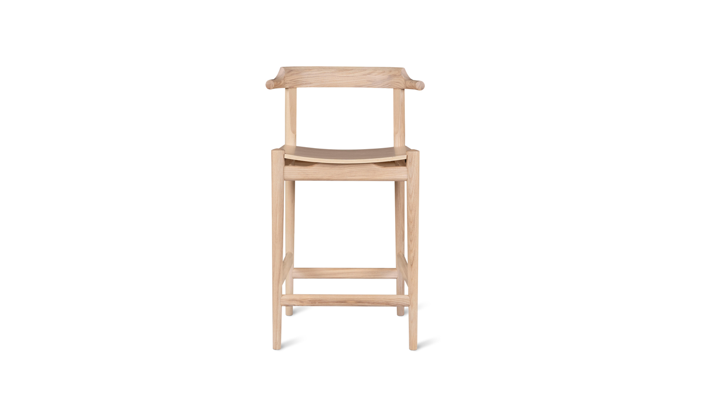 Clayton Counter Stool Wood Seat Washed White Ash