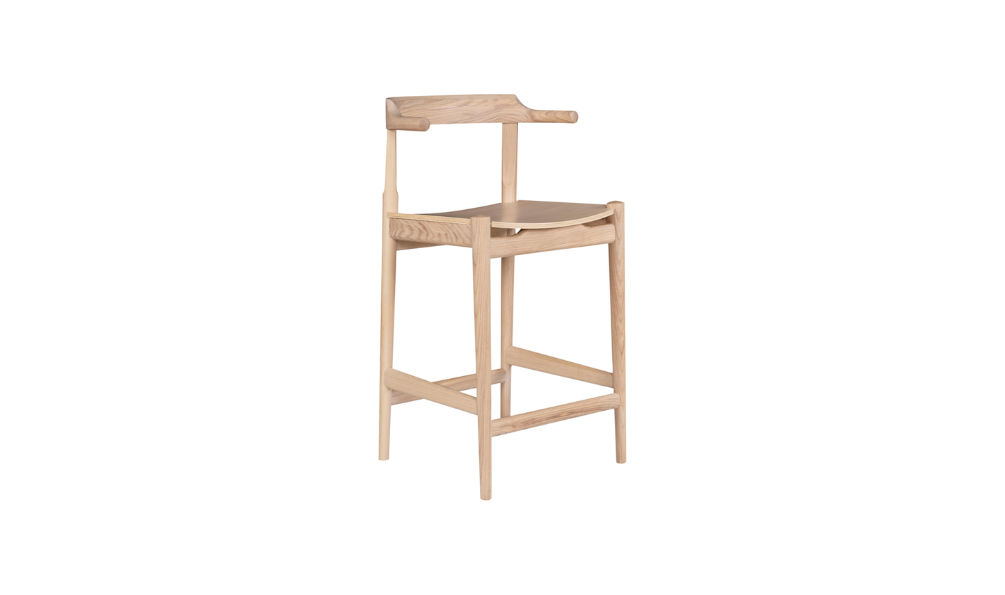 Clayton Counter Stool Wood Seat Washed White Ash