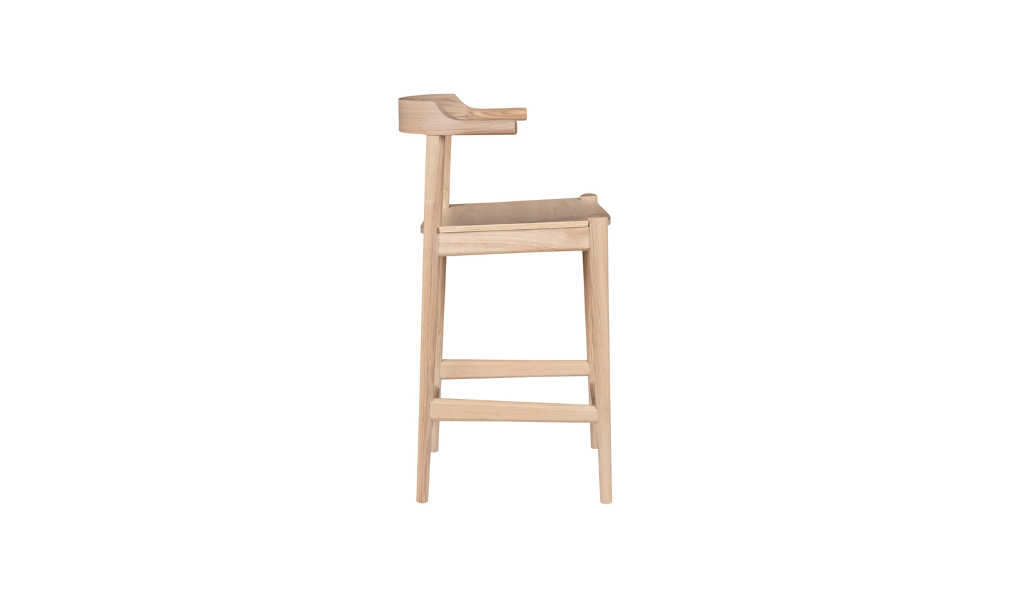 Clayton Counter Stool Wood Seat Washed White Ash