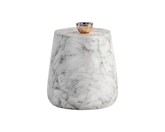 Aries Side Table - White Marble Look