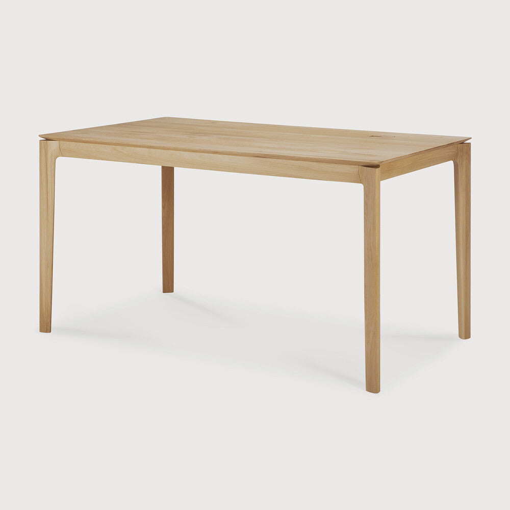 The Bok Desk by Ethnicraft features varnished oak, 140cm, side view