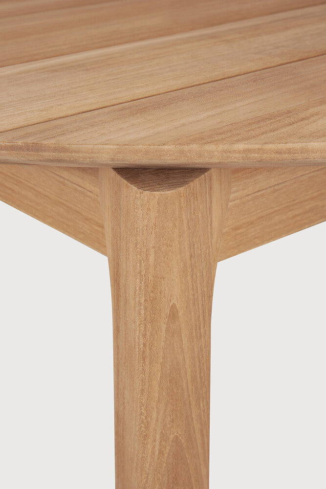 Bok Round Outdoor Dining Table - Solid Teak Wood Furniture Leg Corner