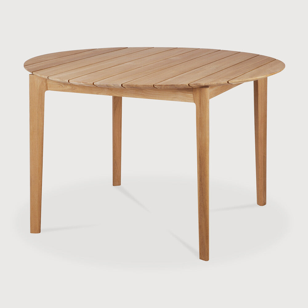 Bok Round Outdoor Dining Table - Solid Teak Wood Furniture Side View