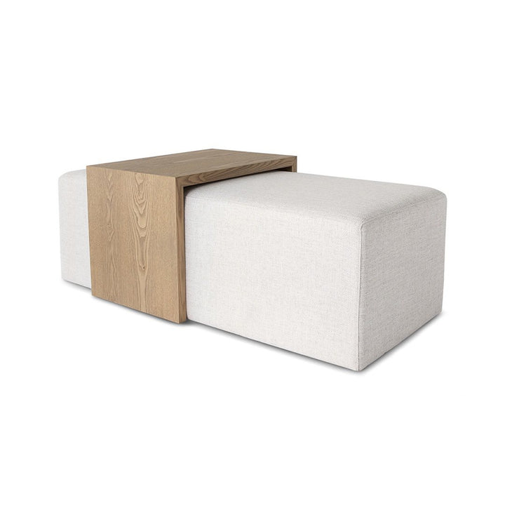 Forest Coffee Ottoman - Cream and Blonde Oak