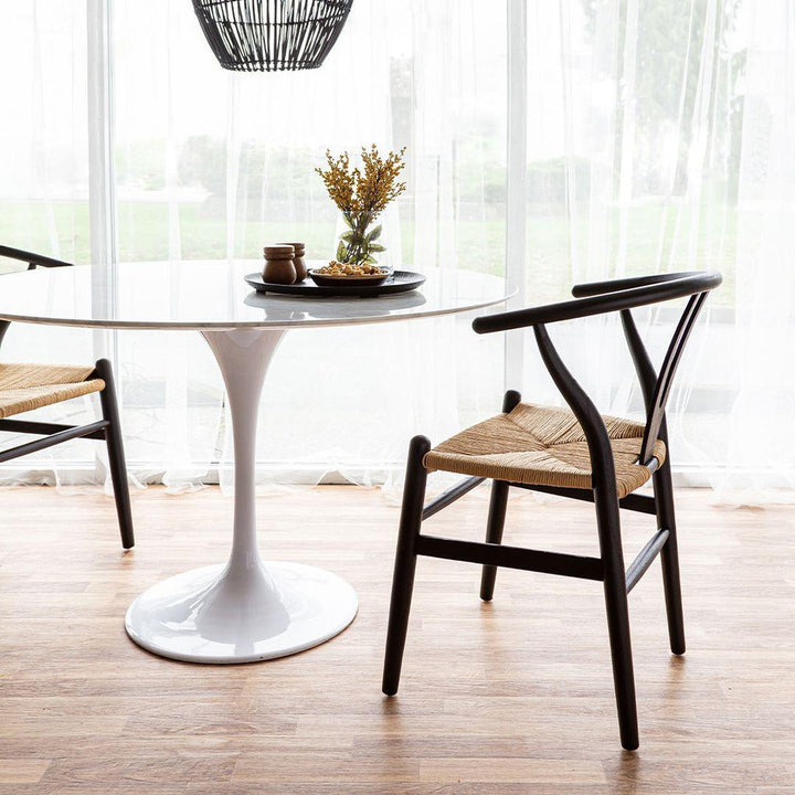 Frida Dining Chair - Black with Natural Seat