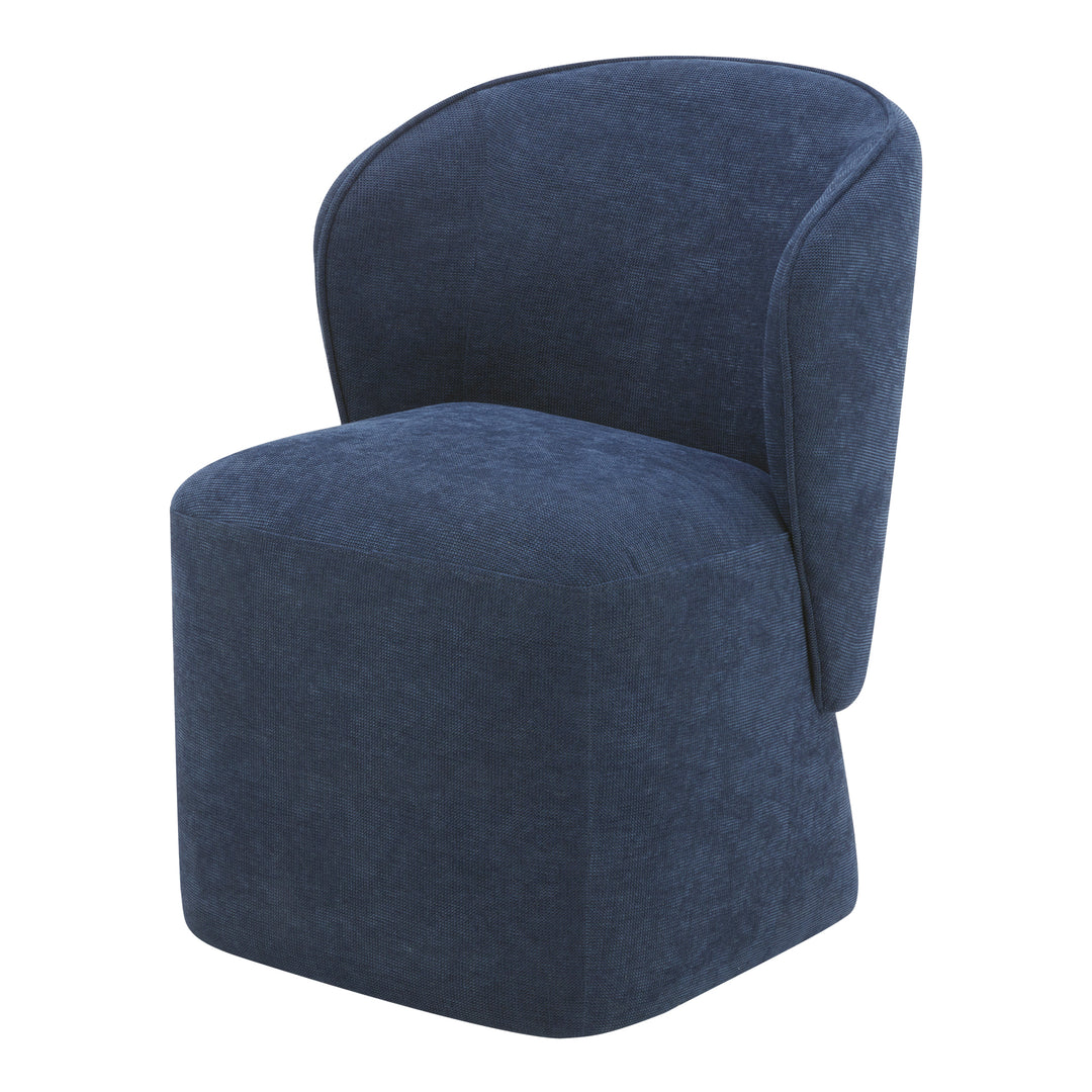 Larson Rolling Dining Chair Performance Fabric Navy Blue