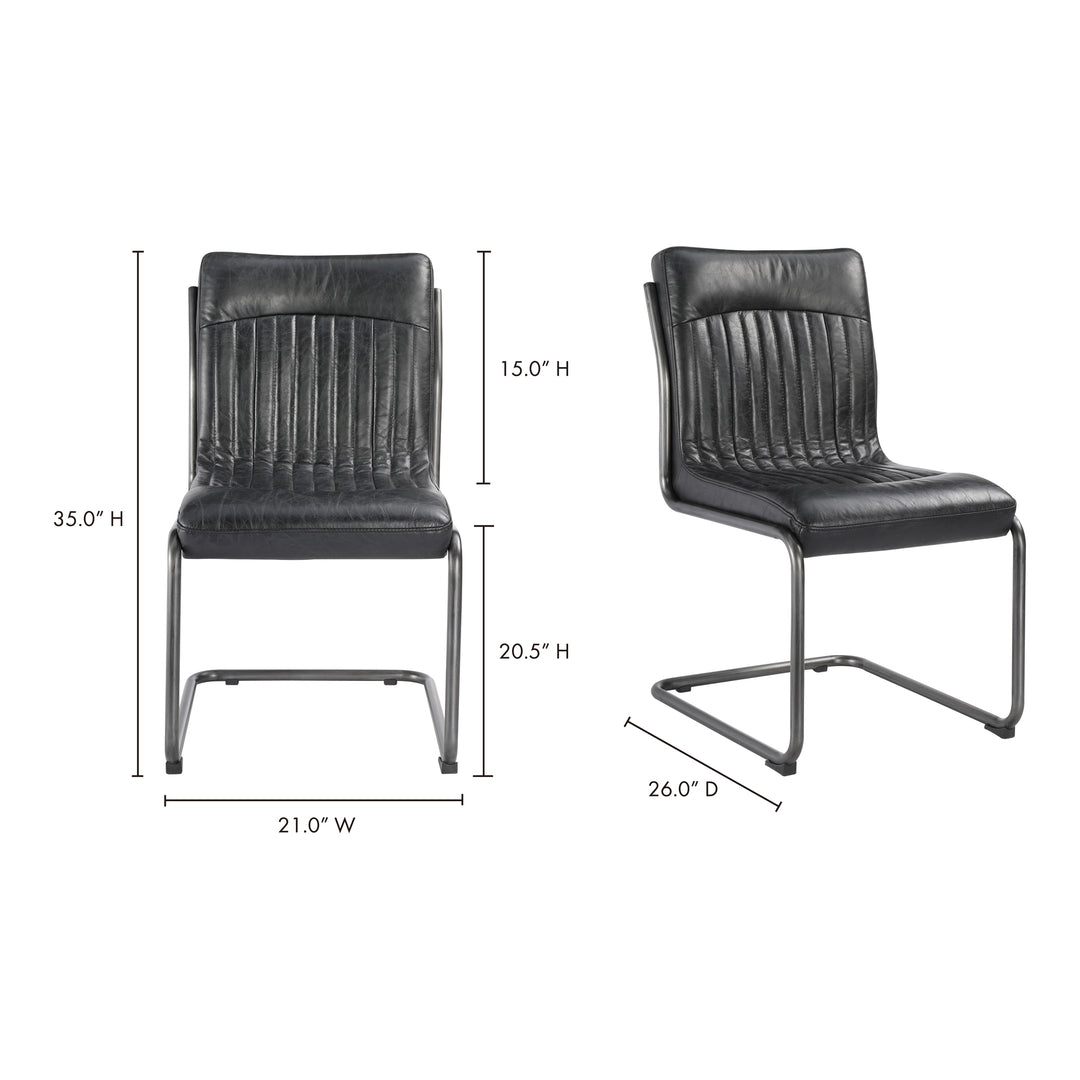 Ansel Dining Chair Onyx Black Leather-Set Of Two