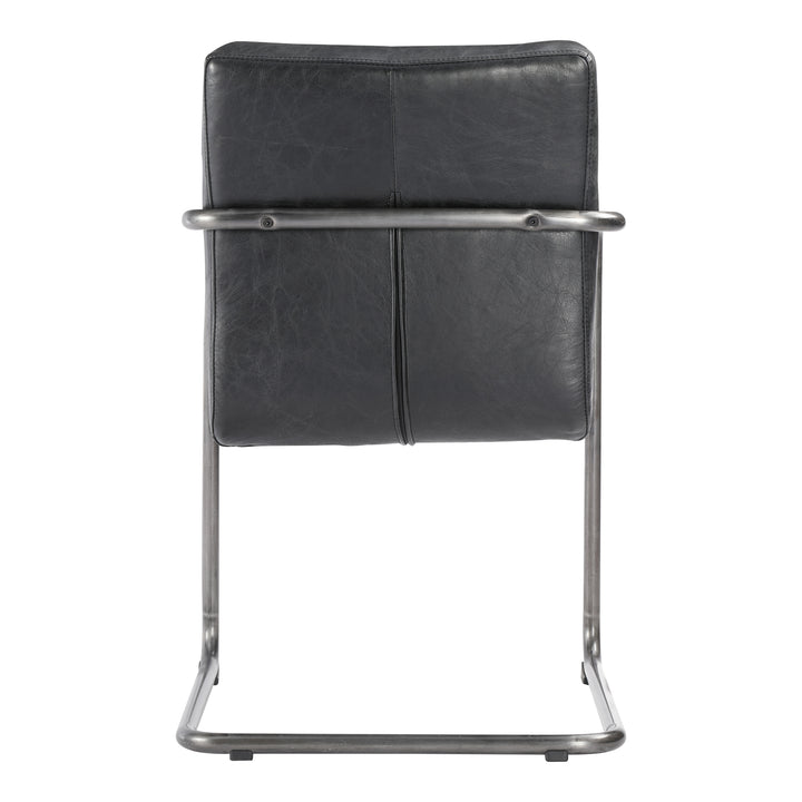 Ansel Arm Chair Onyx Black Leather -Set Of Two