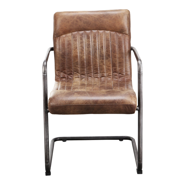 Ansel Arm Chair Grazed Brown Leather-Set Of Two