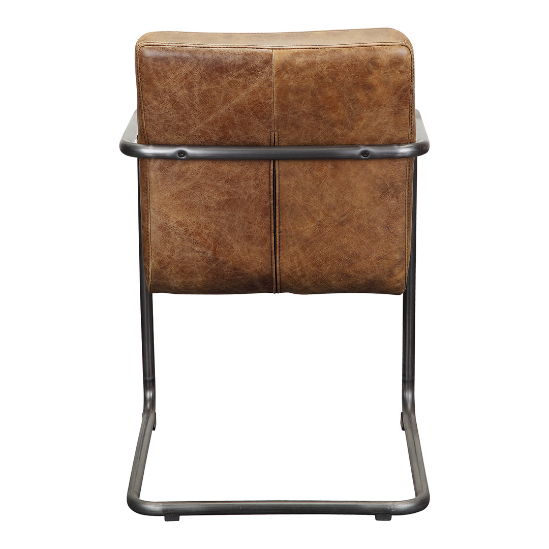 Ansel Arm Chair Grazed Brown Leather-Set Of Two