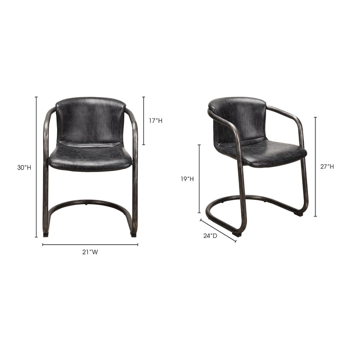 Freeman Dining Chair Onyx Black Leather -Set Of Two