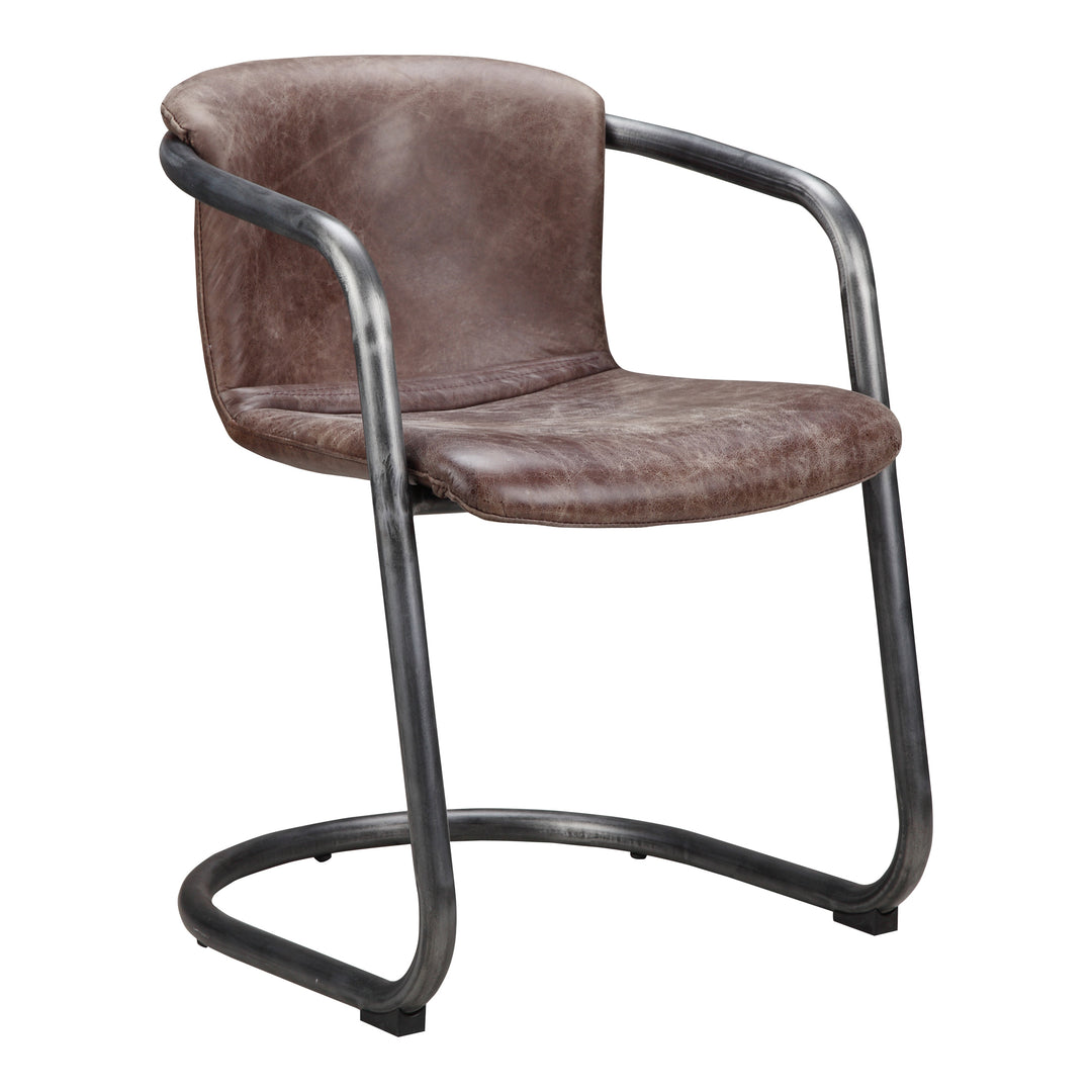 Freeman Dining Chair Grazed Brown Leather-Set Of Two