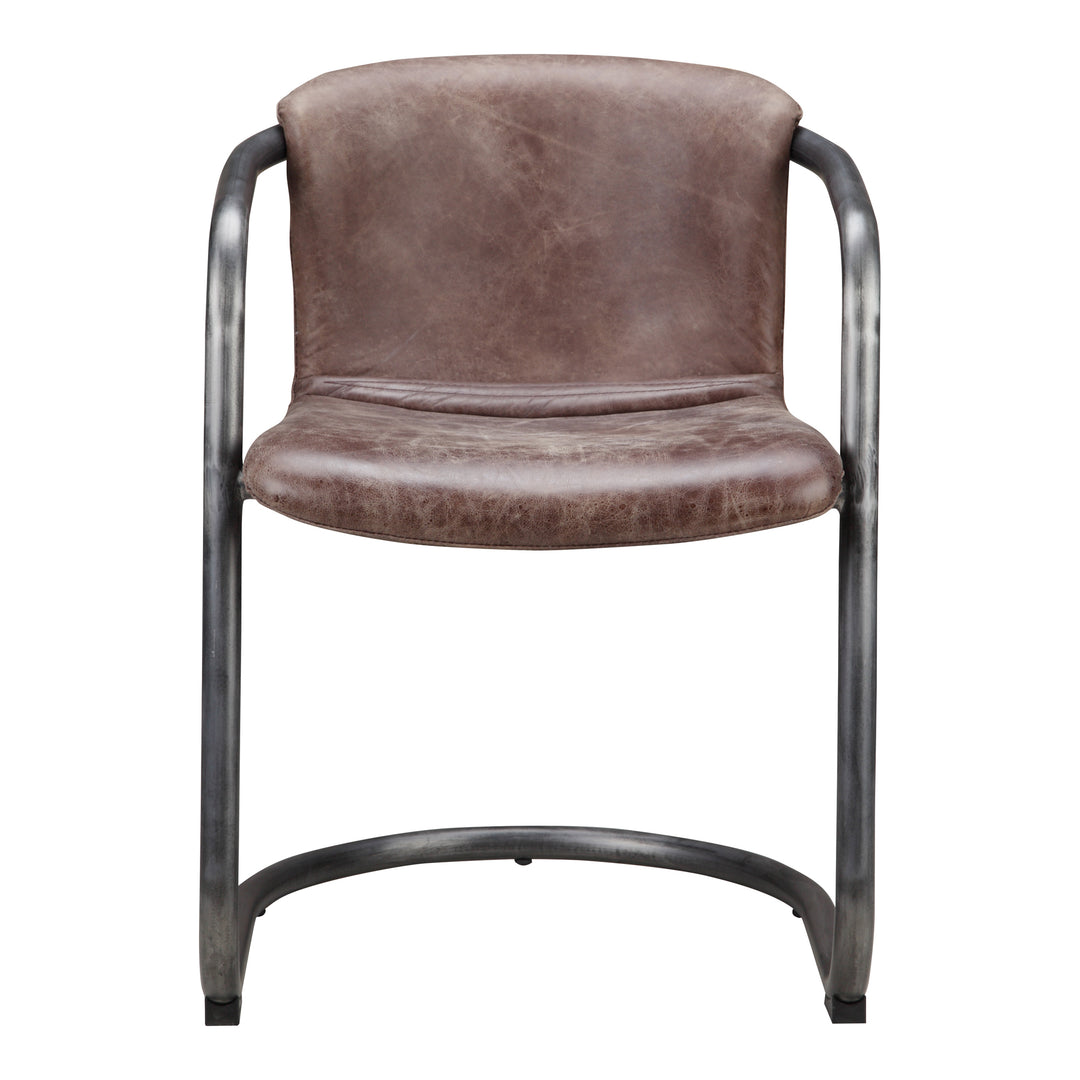 Freeman Dining Chair Grazed Brown Leather-Set Of Two