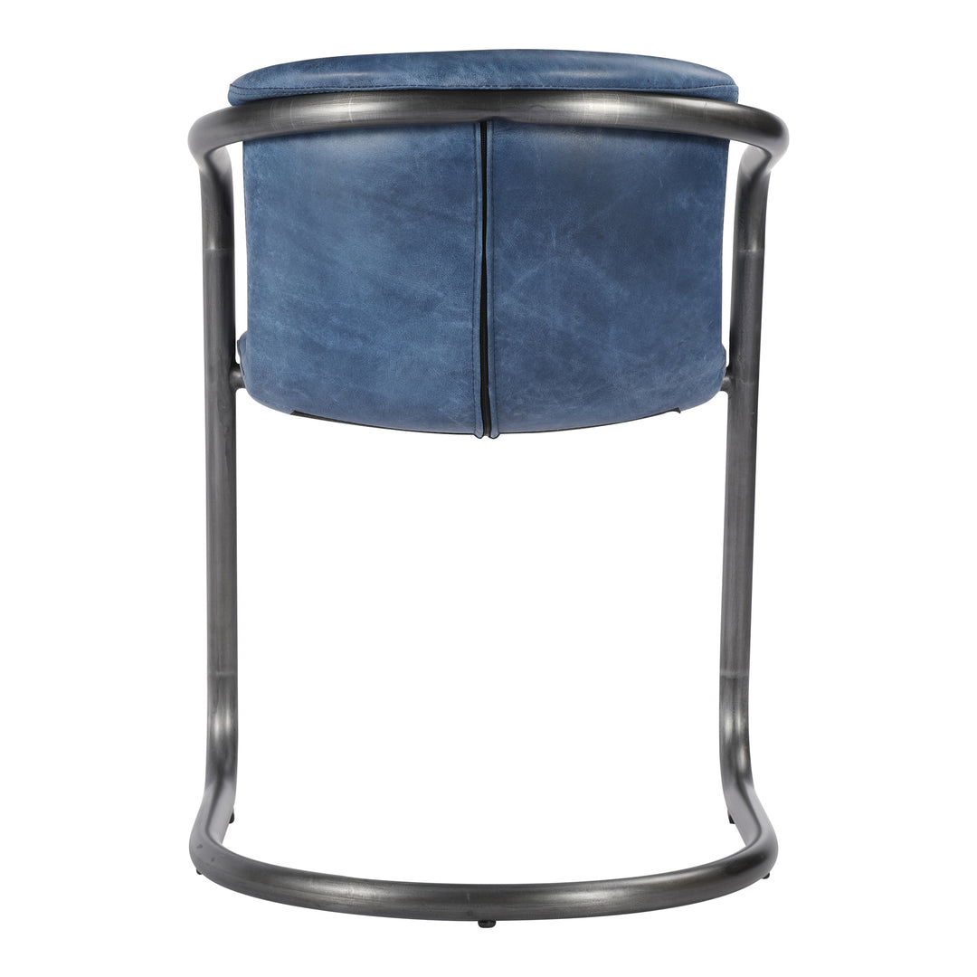 Freeman Dining Chair Dark Blue Leather-Set Of Two