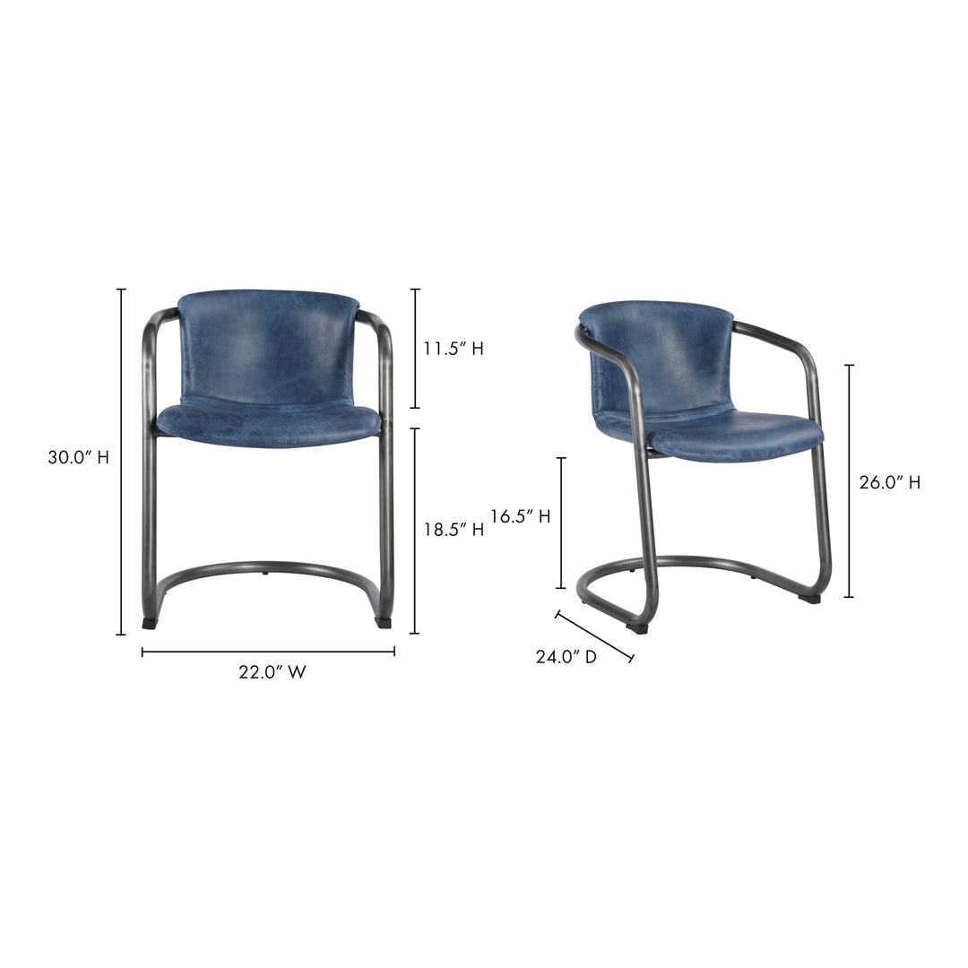 Freeman Dining Chair Dark Blue Leather-Set Of Two