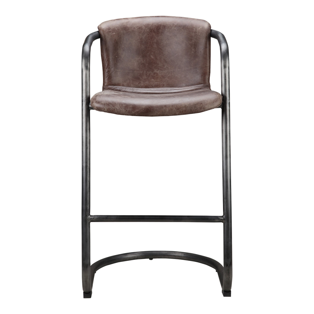 Freeman Barstool Grazed Brown Leather-Set Of Two