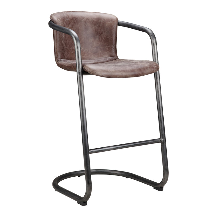 Freeman Barstool Grazed Brown Leather-Set Of Two