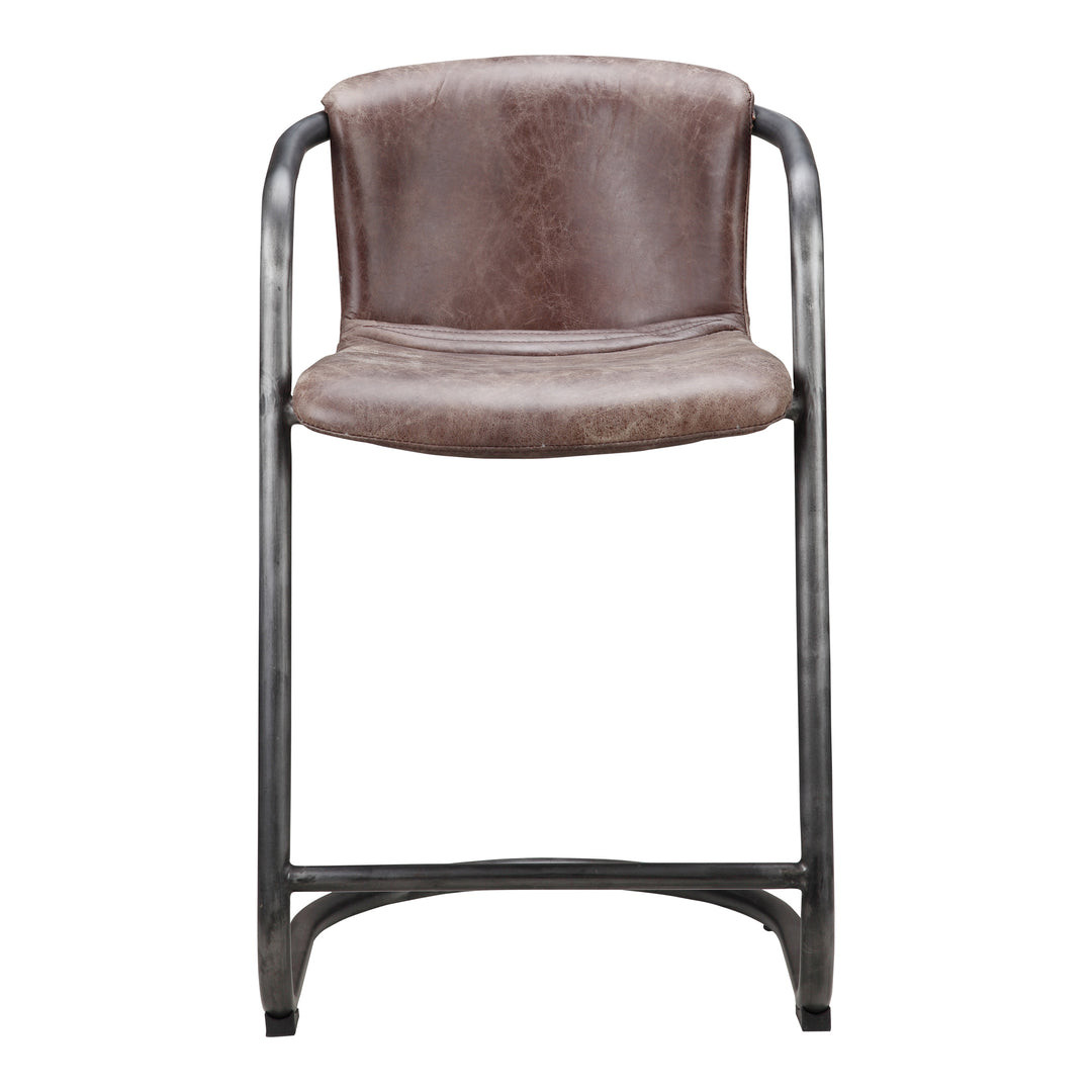 Freeman Counter Stool Grazed Brown Leather-Set Of Two