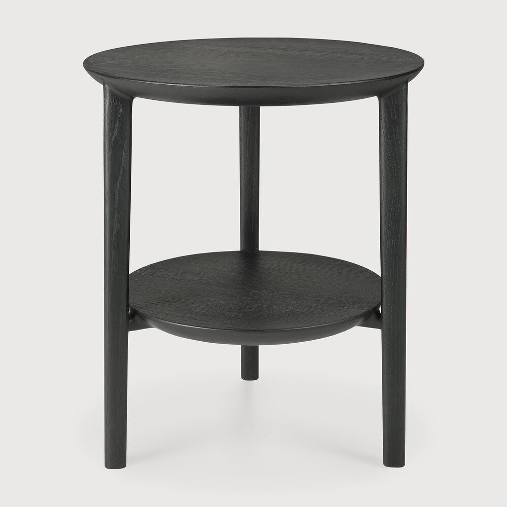 Bok Side Table - Compact, Solid Wood Accent Table Oak Black 