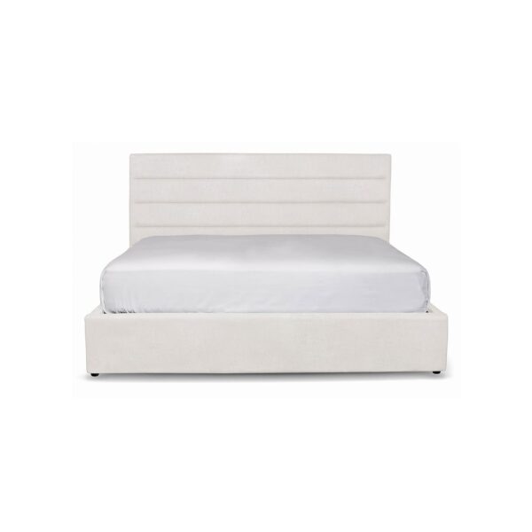 Justin Storage Bed in Cream by Style In Form, front view featuring a comfortable frame suitable for contemporary bedrooms and condos