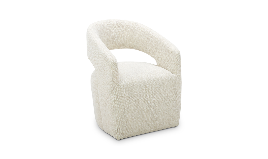 Barrow Rolling Dining Chair Performance Fabric White Mist