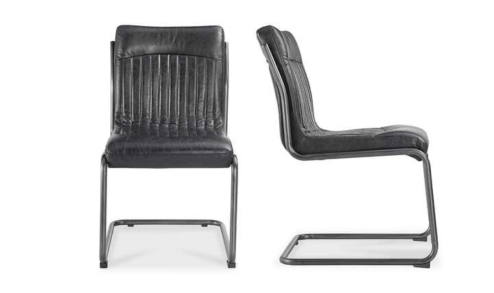Ansel Dining Chair Onyx Black Leather-Set Of Two